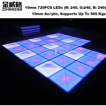 10 mm 720PCS 27CH LED Dance Floor IP65 Vodeodolný RGB Farebný Tanečný Parket pre Svadobné Party Disco Bar Satge