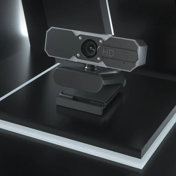 1080P Webkamera Vstavaný Duálny Mikrofóny s 4 Bliká RGB PC Kamera Je Vhodná pre Video Hovory, on-Line Schôdzky