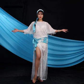 2020 nové brušného tanca praxi kostým výkon kostým folklór strapec sequin šaty