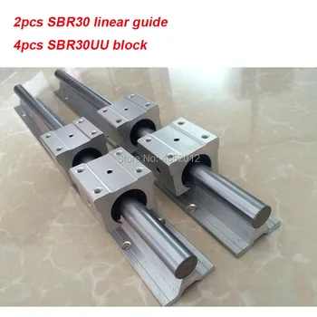 30 mm lineárny železničnej 2ks SBR30 - 1500mm a 4pcs SBR30UU lineárne blok pre cnc časti