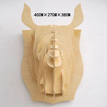 3D Puzzle Drevených DIY Tvorivé Nosorožec Hlavu na Stenu Dreva Darček Plavidlá, Domáce Dekorácie, nástenné Maľby Nordic Nosorožec Domov zariadené, pri
