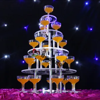 5 Úrovní Svadobné šampanského veža svadobné Dodanie rekvizity aryclic jasné, 5 vrstiev Akryl Čašu vína veža šampanské veža