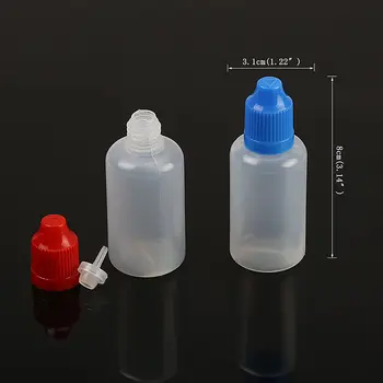 60 Ks 30ml Plastové Stlačiteľný Kvapalné Fľaša so Detská Čiapka,Tenké Tip,Lievik,Meranie Pohár,Pipety pre E-kvapaliny DIY Plavidlá
