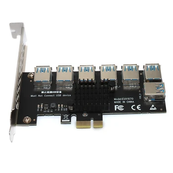 7 Porte USB3.0 Stúpačky Karty pre Banské Pridať Na Kartu PCI-E 1X až 16X USB3.0 Kartu PCI Express Adaptér pre Grafickú Kartu Nové