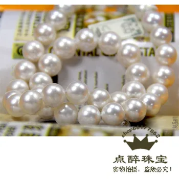 AAA prírodné perly Jemné šperky, náhrdelníky kolo biely sveter reťaz 10-11 mm 925 Strieborná spona