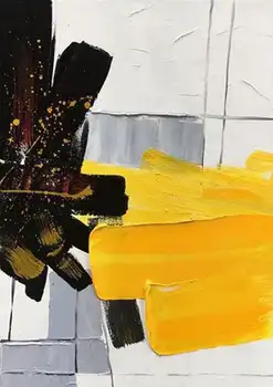Abstraktné Maľby Žltá Paletu Nôž Sivá Textúrou Maľovanie Geometrické Plátno Na Maľovanie Nadrozmerná Múr Umenia Maľby Akrylom Čierna