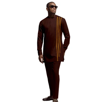 Afrických Mužov Odevy 2-Dielny Oblek Dashiki Dlhý Rukáv Printd Tričko a Nohavice, Oblečenie Tradičné Vyhovovali v2116050