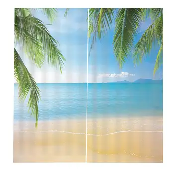 Blue beach záclony Vlastnú veľkosť Luxusné Zatmenie 3D Okne Závesy Pre Obývacia Izba Závesy Cortinas