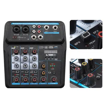 C1FB Prenosné 4Channel Digitálny Audio Mixer Konzoly s Bluetooth-kompatibilného USB 48V Phantom Power pre DJ PC, Záznamové Zariadenie