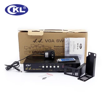 CKL-444R High-end VGA Prepínač Splitter Box s audio 4 v 4 z 2048*1536 450MHz pre PC Monitor wih IČ port RS232, Diaľkové Ovládanie