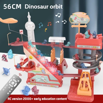Dinosaurov Lezenie DIY Electric Slide Vozidla Sledovať Hračka po Schodoch, Hudba, Svetlo Hrať Interaktívne Vzdelávacie Hračky Pre Deti Darček
