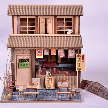 DIY Remeselníci Miniatúrne Projektu domček pre bábiky s Nábytkom Auta Drevené Bábiky Dom Antik Barbecue Reštaurácia Darček pre Deti