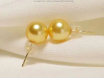 Doprava zadarmo AAA10-11 mm perfektné kolo south sea gold pearl stud náušnice