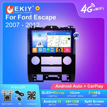 EKIY T7 QLED DSP Android, Auto Radio Na Ford Escape 2007 - 2012 Stereo Auto Multimediálne Video Prehrávač, GPS Systém Carplay 2din DVD