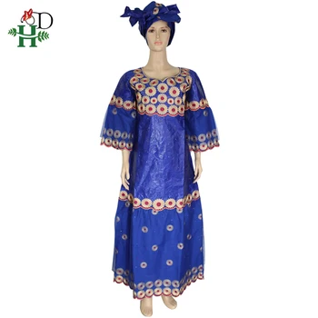 H&D Afriky Šaty Žien Oblečenie Výšivky Bazin Riche Dashiki Šaty Čipky Dlhé Šaty 2021 Južná Afrika Lady Oblečenie