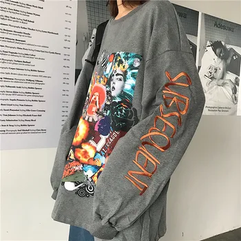 Harajuku oblečenie anime hoodie goth nadrozmerné mikina streetwear ženy topy Kawaii tenký Dlhý rukáv, Hip-hop, punk hoodies