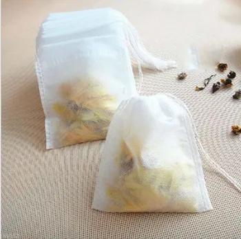 Hot predaj Módnych Hot Prázdne Teabags vrecák String Liečiť Tesnenie Filtračný Papier Teabag 5,5 x 7 CM pre Bylina Sypaného Čaju