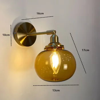 Japonský Štýl Retro Mosadz Sklenené Nástenné Svietidlo Nordic Minimalistický Nástenné Svetlá Pre Spálne Posteli Kúpeľňa Zrkadlo Predné Lampy Chodbe