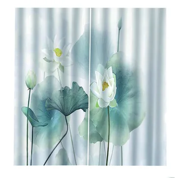 Jasné a Jednoduché Čínsky Štýl, Lotus leaf Opony Pre Obývacia izba, spálňa Vlastné akejkoľvek veľkosti