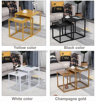 Jednoduchý moderný štýl konferenčný stolík champagne gold stôl štvorcový Kombinácia železa čaj stôl pre domova obývacej izby/spálne