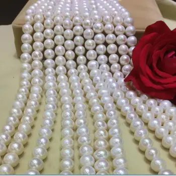 Jemné šperky originálne 10-11mmnatural sladkovodné perlový náhrdelník 925 spona 18-palcové