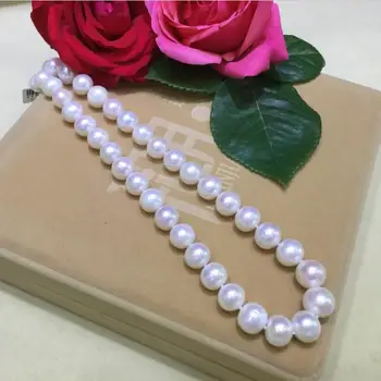 Jemné šperky originálne 10-11mmnatural sladkovodné perlový náhrdelník 925 Strieborná spona 18-palcové