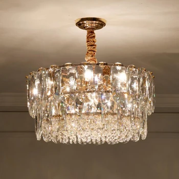 Jmmxiuz Nové moderné kolo gold luxusné krištáľový luster pre obývacej izby, spálne, LED lampy, domáce vnútorné osvetlenie svietidlá