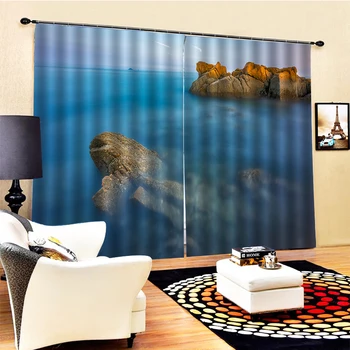 Krásna Fotka, Módne Prispôsobený 3D Závesy modrá blackout závesy 3D Okna Záclony Na Obývacia Izba, Spálňa