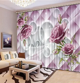 Kvety tlače Čínsky Prispôsobený 3D Blackout Závesy Obývacej Izby, Spálne, Hotelové Okno, fialová záclony