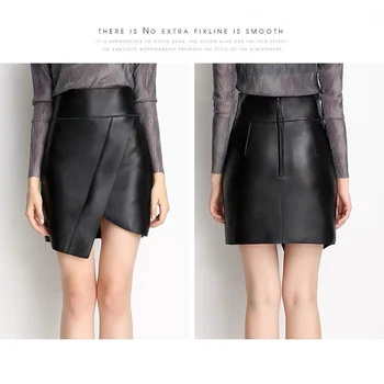 Mini kožené sukne sexy ceruzka krátke sukne black reálne ovčej kože sukne dámske 2020 nové módne mini sukne streetwear
