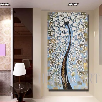 Moderné kvetinové veľkých stromov, maľovanie nôž olejomaľba abstraktné rodinný hotel stenu, dekorácie, maliarstvo, obývacia izba