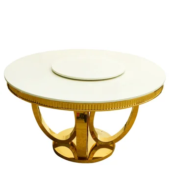 Moderné Nerezové Okrúhly Jedálenský Stôl Tvrdeného Skla, Mramoru Svadobný Stôl
