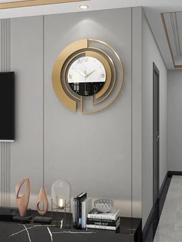 Moderné svetlo luxusné nástenné hodiny domov obývacia izba módne dekorácie hodiny jednoduché výtvarné umenie atmosféru, čisté červené hodiny na stenu