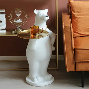 Moderné Živice Remesiel Polar Bear Socha Multifunkčné Skladovanie Zásobník Obývacia Izba Veľké Dekoratívne Sochy Tvorivé Luxusné Darčeky