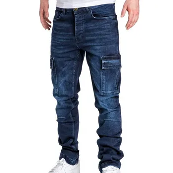 Muži Jeans Denim Fashion Cargo Nohavice Voľné Populárne Rovno Jean Nohavice Muž Muž Pánske Oblečenie