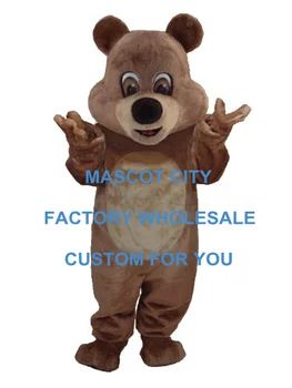 Načechraný medveď Hnedý Kostým Maskota Školy Výkon Reklama Kostýmy Oblečenie Vyhovovali Maškarný s MINI VENTILÁTOR A PRILBA SW528