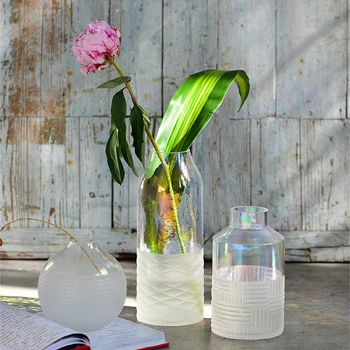 Nordic Luxusné Sklenené Vázy Priehľadné Farebné Terárium Sklenené Nádoby, Vázy Tvorivé Ozdoby Domova Príslušenstvo