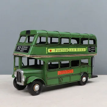 Nostalgické Dvojvrstvové Autobus Miniatúrny model Domáce Dekorácie Príslušenstvo Tvorivé Retro Auto Ozdoby Knižnica študovňa Dekoroch