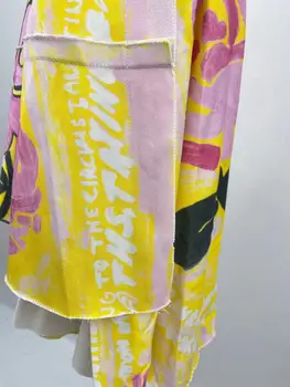 Nové 2021 Jeseň Ženy Móda Dráhy Asymetrický Sukne Vysoký Pás Print Dámske Ležérne Elegantný Bavlna Midi Sukne