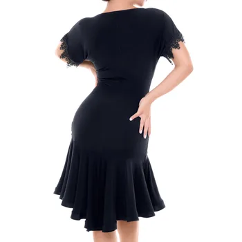Nové latinské Tanečné Šaty Čiernej Čipky Rukáv Tanečné Šaty Dámske Rumba Šaty Moderného Tanca Oblečenie Žien Black Tanečné Šaty BI007