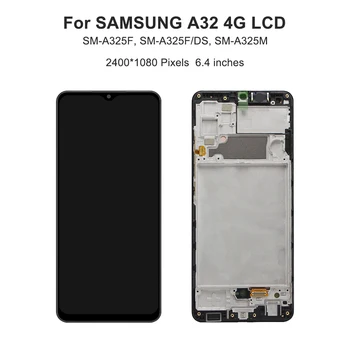Originálne LCD displej rám dotyk digitalizácia obrazovky pre Samsung Galaxy A32 4G A325 LCD displej pre Samsung A32 SM-A325F