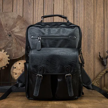Originálne ručne vyrábané kožené batoh mužov jednoduché kožené bežné školské tašky počítač batoh, veľká kapacita všetkých-zápas cestovná taška