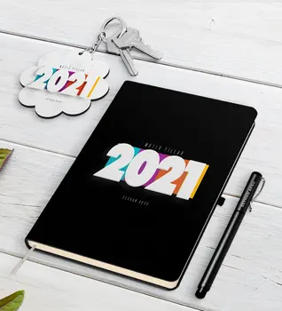 Osobné 2021 Happy birthday Čierny Notebook Pero a Keychain Darček Seti-5 Spoľahlivé a Kvalitné Nákladovo Efektívne Nový Rok Darček