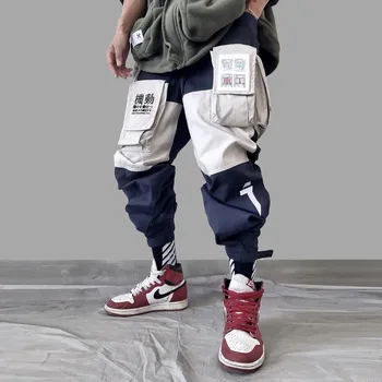 Patchwork Vrecká Cargo Nohavice Mužov Harajuku Hip Hop Sweatpant Muž Joggers Trati Nohavice Streetwear Techwear muži móda