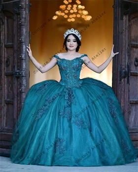 Plesové Šaty, Quinceanera Šaty Formálne Prom Maturitné Šaty Čipky Princezná Sladké 15 16 Šaty Rameno