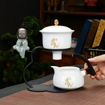 Plne semi-automatické Čínskeho zverokruhu čaj nastaviť darčeka tvorivé keramické lenivý kung fu čaj maker darček čaj nastaviť porcelánu