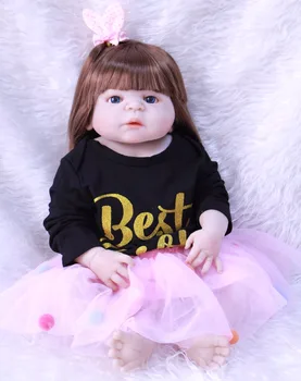 Plný silikónové znovuzrodené dieťa dievča bábiky 22 inch 55 cm deti móda darček hračky bábiky bebe nažive reborn bonecas môžete kúpať