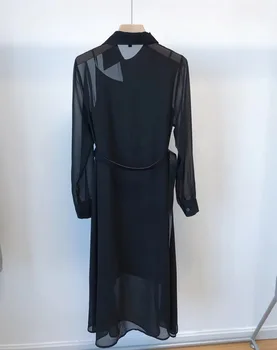 Pokojný temperament čiernej sukni tmavé flash tvaru pletenie spojov Šifón Svietidla Rukáv slim šaty krátke sukne lyq3202d