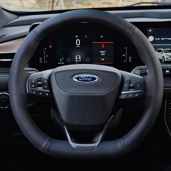 Pre Ford Kuga, Focus Mondeo Okraji Býk Fiesta Ecosport Mustang Kože, Ručne Šité Auto Volant, Kryt DIY Kryt Prispôsobiť