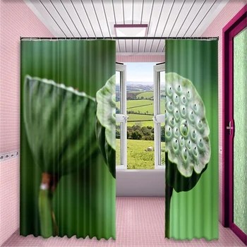 Prispôsobený Lotosový kvet Luxury 3D Zatmenie Okna Záclony Závesy Pre Obývacia izba izba Hotel Nástenné Gobelíny Cortinas